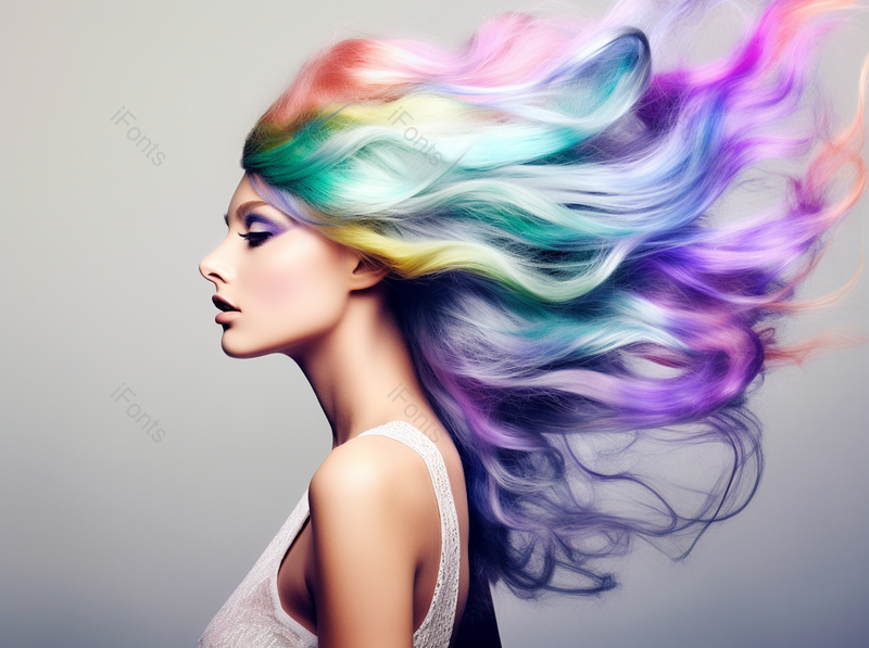 实拍五彩飘逸头发女性半身照,高清,摄影图,摄影图片,图片大全,摄影图免费下载